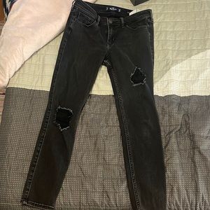 Low rise super skinny crop black jeans